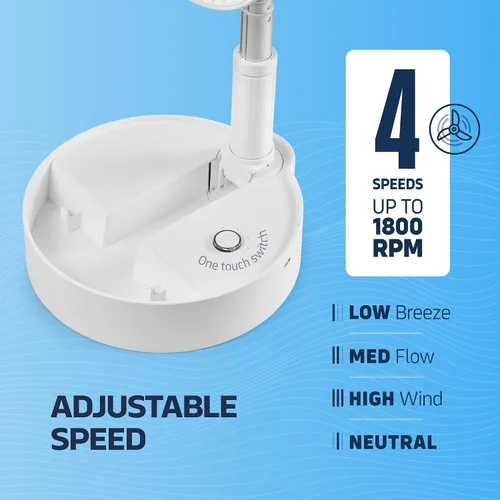 Vista 5 de NEXAIR Ventilador plegable de 8 pulgadas, ventilador portátil oscilante de 4 velocidades de altura ajustable de 14 a 40 pulgadas, ventilador