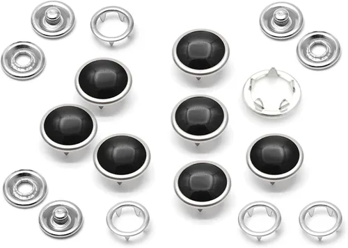 Vista 13 de CRAFTMEMORE 20 juegos de botones de perlas negras de 0.25 pulgadas (0.413 in) para camisa occidental (negro)