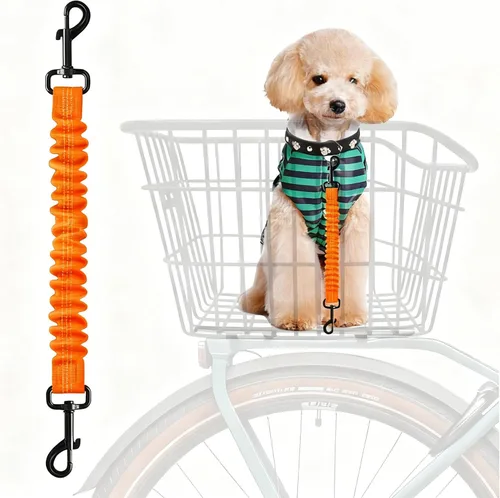 Vista 8 de Cinturón de seguridad para perro para cesta de bicicleta, correa de Dispositivo único de bloqueo rápido que se adapta a la mayoría de canastas