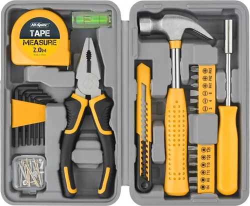 Vista 10 de Juego de herramientas Hi-Spec de 25 piezas, rosa, para el hogar, kit de bricolaje para mujeres. Juego de herramientas pequeñas y mini, básicas