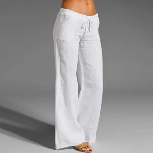 Vista 2 de Pantalones de yoga de cintura alta, color sólido, pantalones casuales de verano, pantalones de yoga para exteriores, básicos, ligeros, acampanados