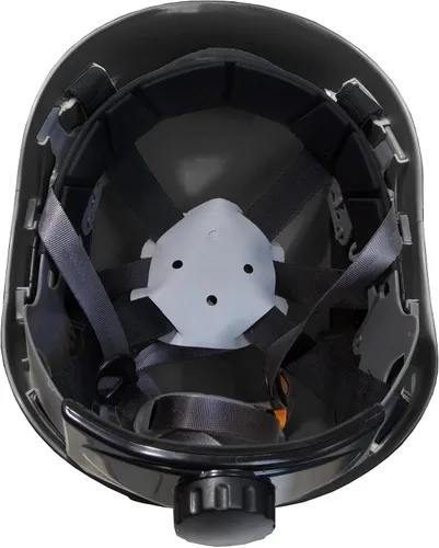 Vista 6 de JORESTECH - Casco de ABS para trabajar en altura y rescate con ranura ventilada con trinquete ajustable de suspensión de 6 puntos ANSI Z89.1-14 Negro