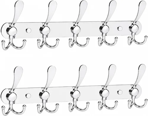 Vista 23 de YUNISS Perchero montado en la pared, 3 ganchos triangulares de acero inoxidable para abrigos, sombreros, batas, toallas en recibidor y entrada Negro
