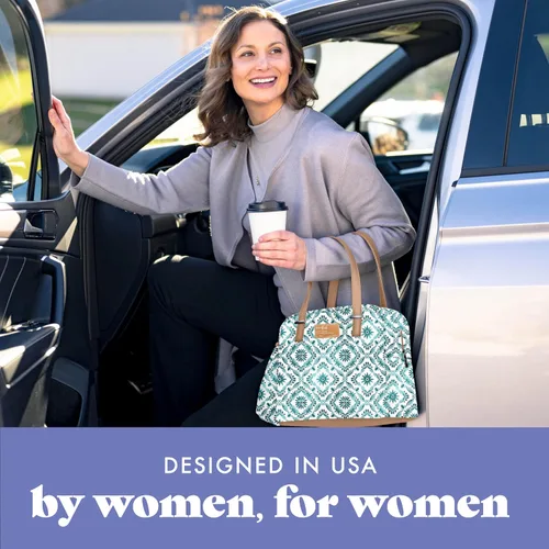 Vista 6 de Fit & Fresh Lonchera grande aislada a prueba de fugas y resistente a las manchas para mujer con bolsillo expandible para botella, cierre