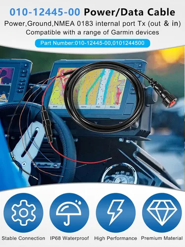 Vista 2 de 010-12445-00 Cable de alimentación/datos roscado de 4 pines para Garmin echoMAP Chirp, ECHOMAP Plus UHD, GPSMAP, Panoptix