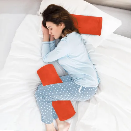 Vista 6 de Almohada cervical naranja brillante para el cuello cervical con funda extraíble lavable almohada de espuma viscoelástica para dormir almohada