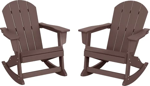 Vista 20 de HDPE Laguna Silla mecedora Adirondack de polietileno para exteriores (juego de 2), color negro