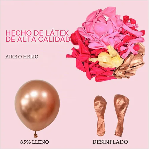 Vista 5 de Kit de arco de guirnalda de globos rosados, 145 globos de oro rosa intenso con globos de confeti para decoración del día de la madre, cumpleaños