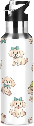 Vista 8 de Cute Cartoon Dogs White Insulated Stainless Steel Water Bottle with Straw 20 Oz Leakproof Water Bottles, BPA-Free Sports Water Bottle with Straw