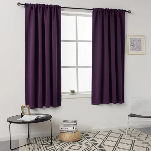 Vista 78 de DUALIFE Cortinas opacas de 45 pulgadas de largo, 2 paneles para ventanas pequeñas de dormitorio, aislamiento térmico, bolsillo para barra, cortinas