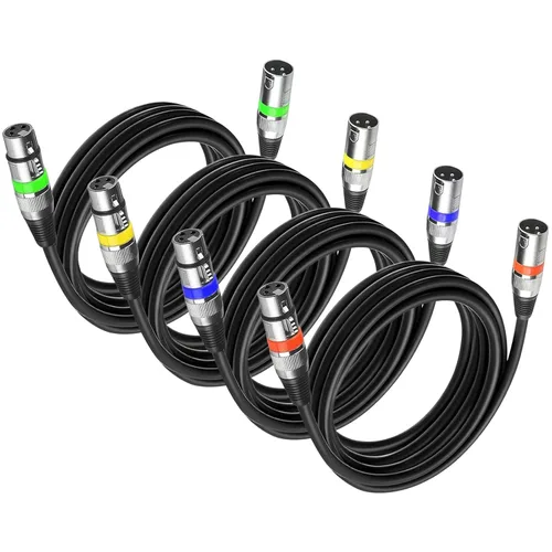 Vista 6 de MAD OWL Paquete de 4 cables DMX – 3.9 ft y 3 pies XLR macho a hembra, luz de etapa corta y larga conexión de señal DMX