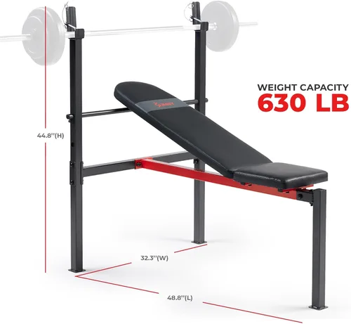 Vista 5 de Sunny Health & Fitness Weight Bench & Squat Rack for Strength Training