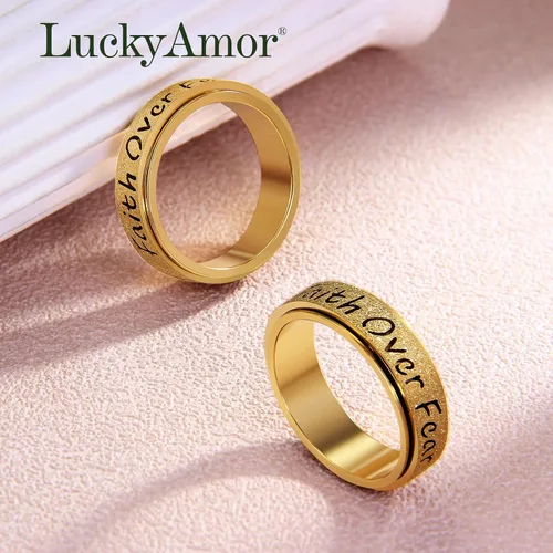 Vista 6 de Anillo Giratorio para Mujeres - Anillos de Acero Inoxidable de Fe Sobre el Miedo para Alivio de la Ansiedad para Adultos, Anillo del Pulgar