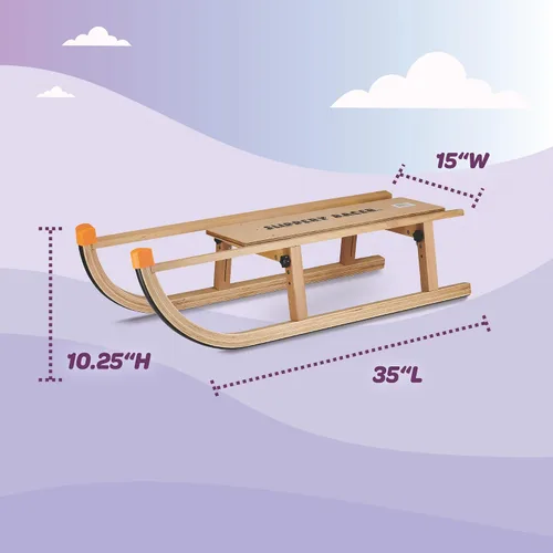 Vista 5 de Slippery Racer Trineo de nieve plegable de madera para niños