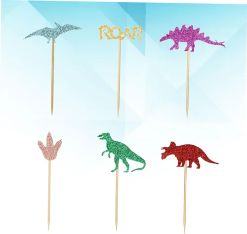 Vista 7 de 24pcs Dinosaur Cake Toppers Paper Party Cake Toppers Halloween Season