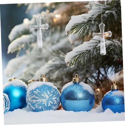 Vista 7 de Operitacx Adorno de cruz pequeña, decoración única para colgar en el árbol de Navidad, diseño elegante y delicado para el hogar y decoración