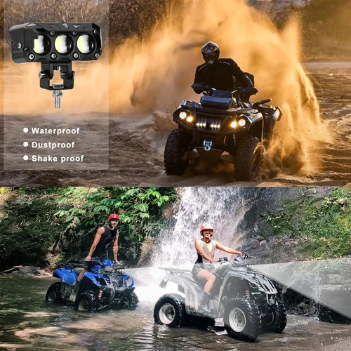 Vista 7 de KAWELL Luz de conducción LED de 60 W, luz antiniebla auxiliar, foco LED, IP68, impermeable, doble color, luz de trabajo LED para motocicleta