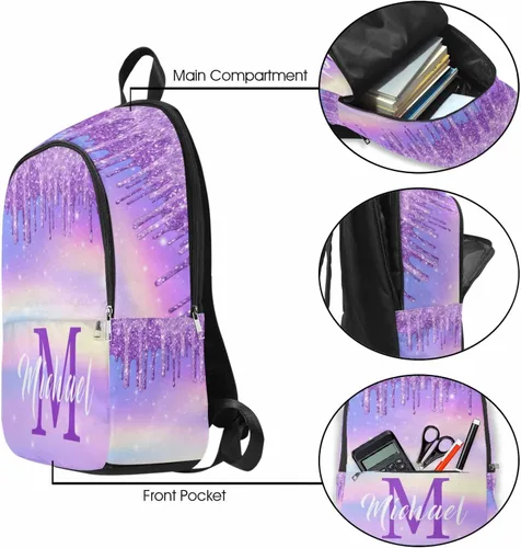 Vista 4 de Mochila personalizada para niños adolescentes con nombre para hijo e hija, regalo de regreso a la escuela, 0725-4, Personalizado
