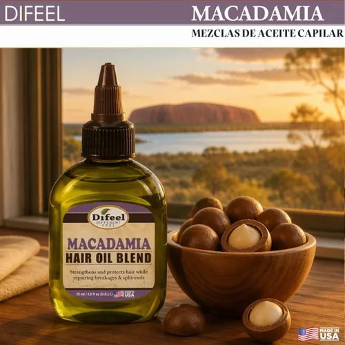 Vista 3 de Difeel Mezcla de aceite para el cabello de Macadamia - Tamaño de viaje 2.5 oz.