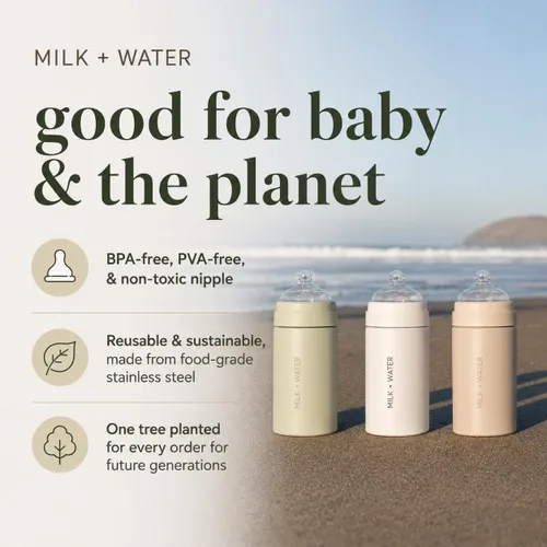 Vista 7 de MILK & WATER - Dispensador de biberones y fórmula para bebés todo en uno de acero inoxidable sobre la marcha, mantiene el agua caliente y la fórmula