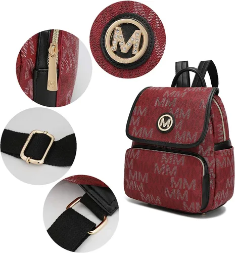 Vista 7 de MKF - Mochila para mujer de cuero vegano con asa superior, bolsa de viaje a la moda, mochila