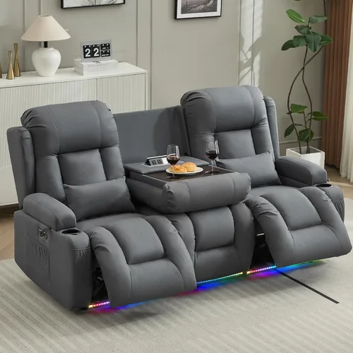 Vista 42 de URRED Wall Hugger Power - Sofá reclinable con masaje y calor, color beige