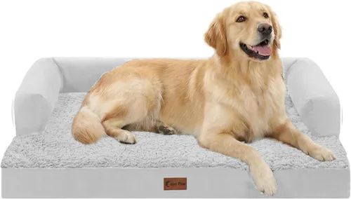 Vista 40 de Cama ortopédica para perros extragrandes, cama de espuma XL con forma de caja de huevos impermeable con lados 45x35 pulgadas, cama de sofá