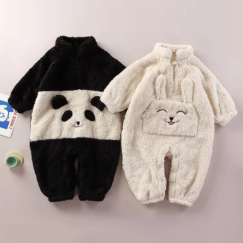 Vista 3 de Pijama de felpa con diseño de panda para niños y niñas pequeños
