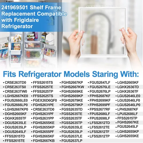 Vista 5 de Marco de Estante Mejorado 241969501 sin Vidrio Compatible con Refrigerador Piezas de Repuesto de Estante Frigidaire Repuesto de Estante Frigidaire