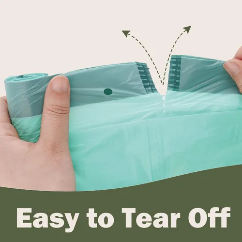 Vista 6 de Bolsas de basura compostables con asa compostable de 4 galones con cordón extra grueso de 0.78 mils, bolsas de desechos de compost de comida con US