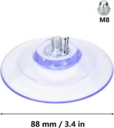 Vista 2 de AccEncyc Gran ventosa de succión con tornillos 85mm / 3.4" Almohadillas de succión de plástico 4 paquetes PVC transparente con tuerca de rosca M8