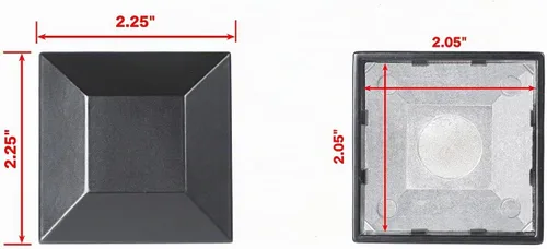 Vista 2 de Tapas de aluminio para postes de valla de 2 x 2 pulgadas, aluminio, metal, madera, buzón, tapa de poste piramidal, ajuste a presión, color negro
