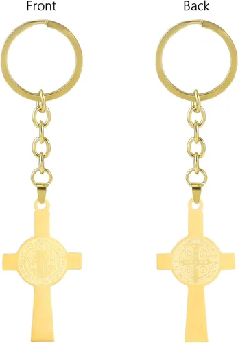 Vista 5 de St Benedict Medal Key Chain, Saint Benedict Medal Pendant Key Chain, Catholic Religious Keychain