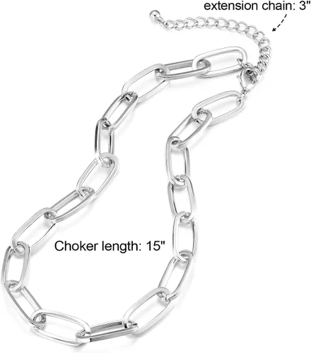 Vista 4 de LANE WOODS Collar y pulsera de cadena de oro para mujer y mujer, delicado y grueso, cadena de eslabones de cadena