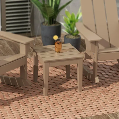 Vista 2 de Ashore - Mesa auxiliar Adirondack moderna para patio al aire libre, madera envejecida Side Table for Hot Tub, Patio Furniture, Garden & Balcony