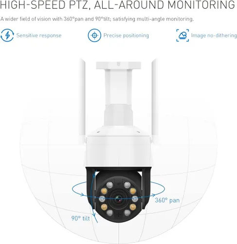 Vista 4 de EVERSECU Tuya Smart WiFi 5MP 20X Zoom óptico de seguimiento automático PTZ cámara de seguridad PTZ para exteriores, panorámica/inclinación/zoom