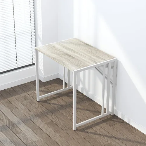 Vista 7 de Lutown-Teen Escritorio pequeño plegable de 32 pulgadas, escritorio pequeño de oficina sin necesidad de montaje, escritorio para computadora de Beige