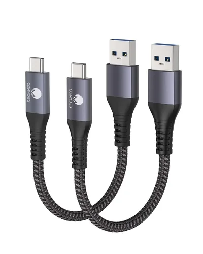 Vista 22 de CONMDEX - Cable USB C de 30 cm, [2 unidades], USB 3.1 Gen 2, transferencia de datos de 10 Gbps, cable trenzado tipo C, carga rápida USB a USB C