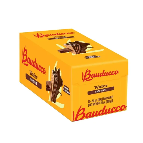 Vista 8 de Bauducco Galletas de oblea, chocolate y avellana, porción individual, 14.1 onzas (paquete de 10), obleas crujientes envueltas individualmente