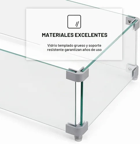 Vista 9 de NUU GARDEN Protector de viento rectangular de 27.6 x 11.7 x 6.5 pulgadas, vidrio templado transparente, soportes de aluminio pulido, almohadillas