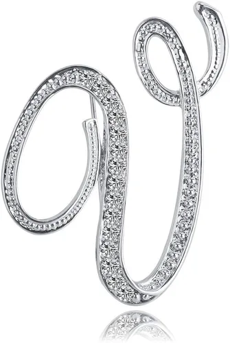 Vista 20 de ETHOON Broche de letras con inicial de diamantes de imitación para mujer, manualidades, plateado A-Z
