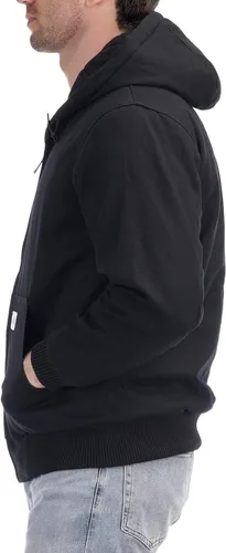 Vista 4 de Chaqueta deportiva acolchada con forro de franela para hombre, impermeable, de algodón, con capucha, abrigo de invierno