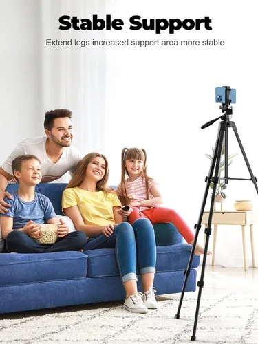 Vista 8 de EMART Soporte de trípode para teléfono de 61 pulgadas con cuello de ganso flexible, trípode portátil para iPhone y cámara, soporte aéreo