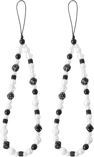 Vista 33 de Beaded Phone Charm Cute Fixed Beads Pearl Wristlet Chain Camera Wrist Strap CarKey Lanyard