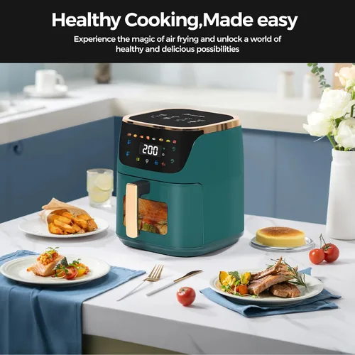 Vista 7 de Panana - Freidora de aire grande de 8QT compacta, freidora de 8 menús preestablecidos, control digital de un solo toque, pantalla táctil, apta
