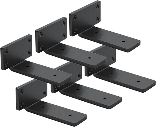 Vista 13 de Paquete de 4 soportes de estante flotantes de 4 pulgadas, soporte de estante oculto de 1/5 pulgadas de grosor, soportes de metal de hierro