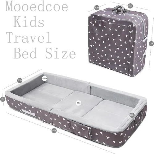Vista 10 de Cama plegable para niños pequeños con lados, cama plegable para niños de viaje, espuma (estrella), color gris