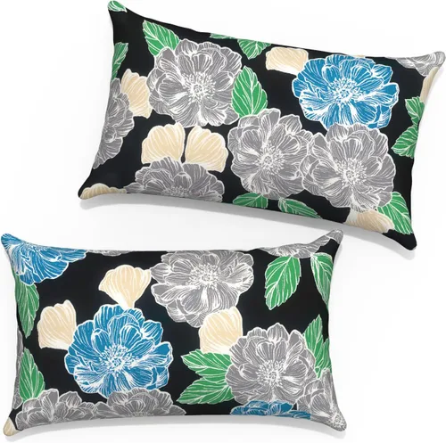 Vista 60 de Juego de 2 fundas cuadradas de 16 x 16 pulgadas para cojín de exteriores, fundas decorativas modernas para cojín de respaldo para muebles de patio