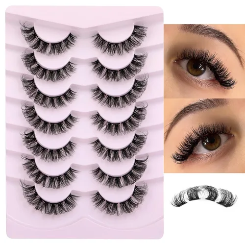 Vista 3 de Extensiones de pestañas naturales en racimo, pestañas postizas de aspecto natural wispy, pestañas individuales, tiras 3D, extensiones de pestañas