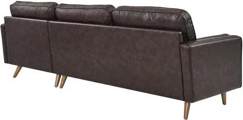 Vista 6 de Modway Valour - Sofá modular de cuero de estilo moderno de 98 pulgadas en color marrón